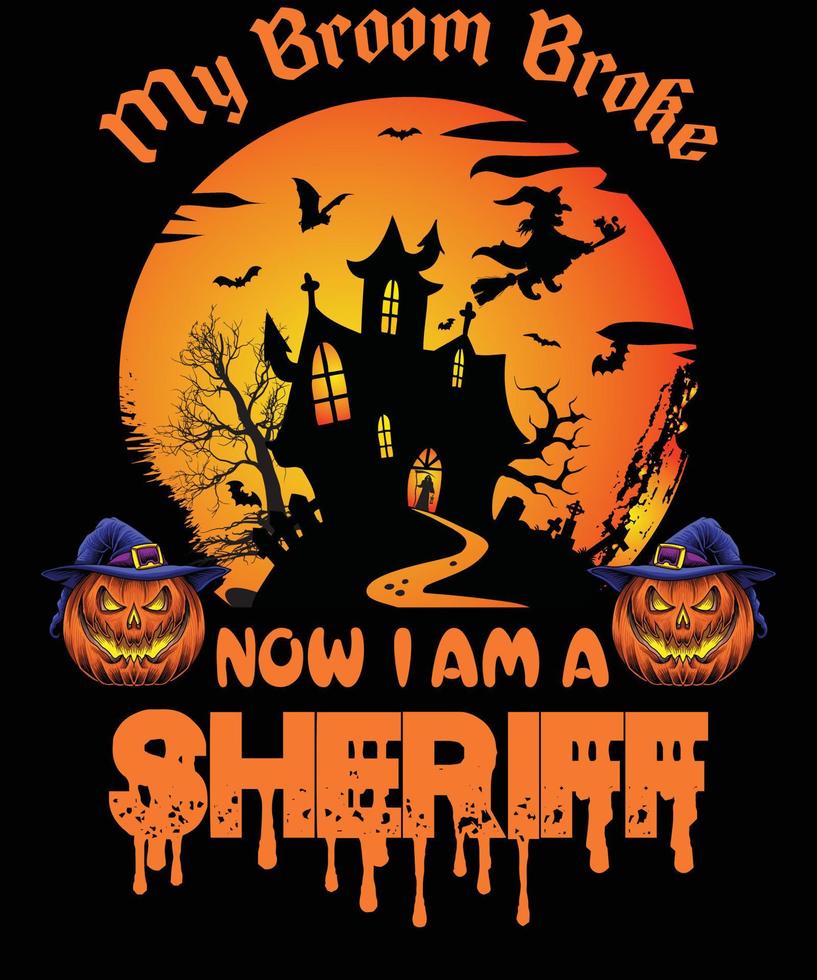 sheriff t-shirt ontwerp voor halloween vector