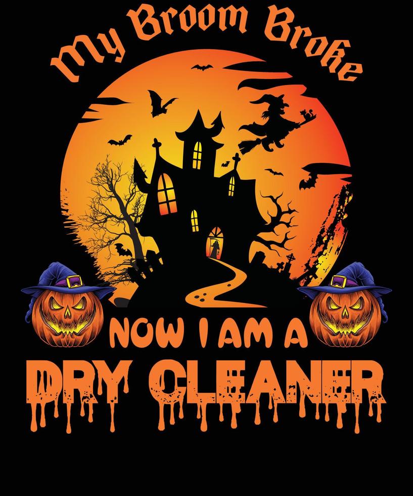 droog schoonmaakster t-shirt ontwerp voor halloween vector