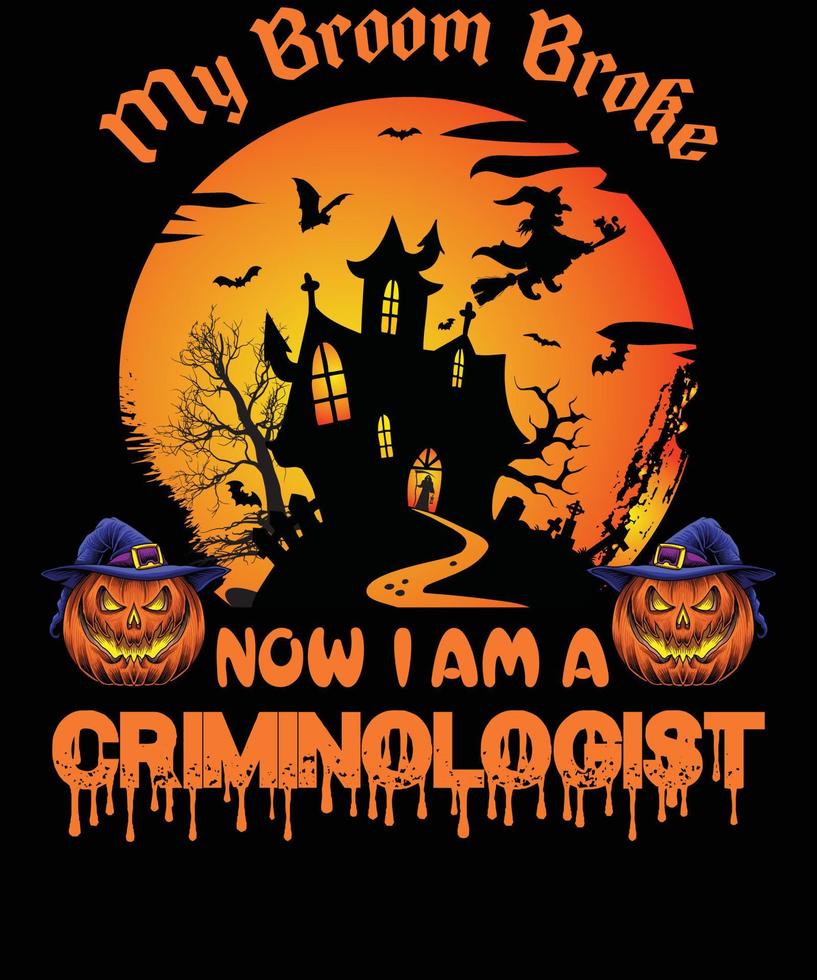 criminoloog t-shirt ontwerp voor halloween vector