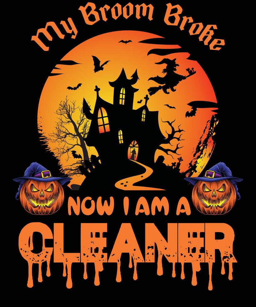 schoonmaakster t-shirt ontwerp voor halloween vector