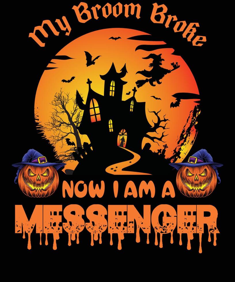 boodschapper t-shirt ontwerp voor halloween vector