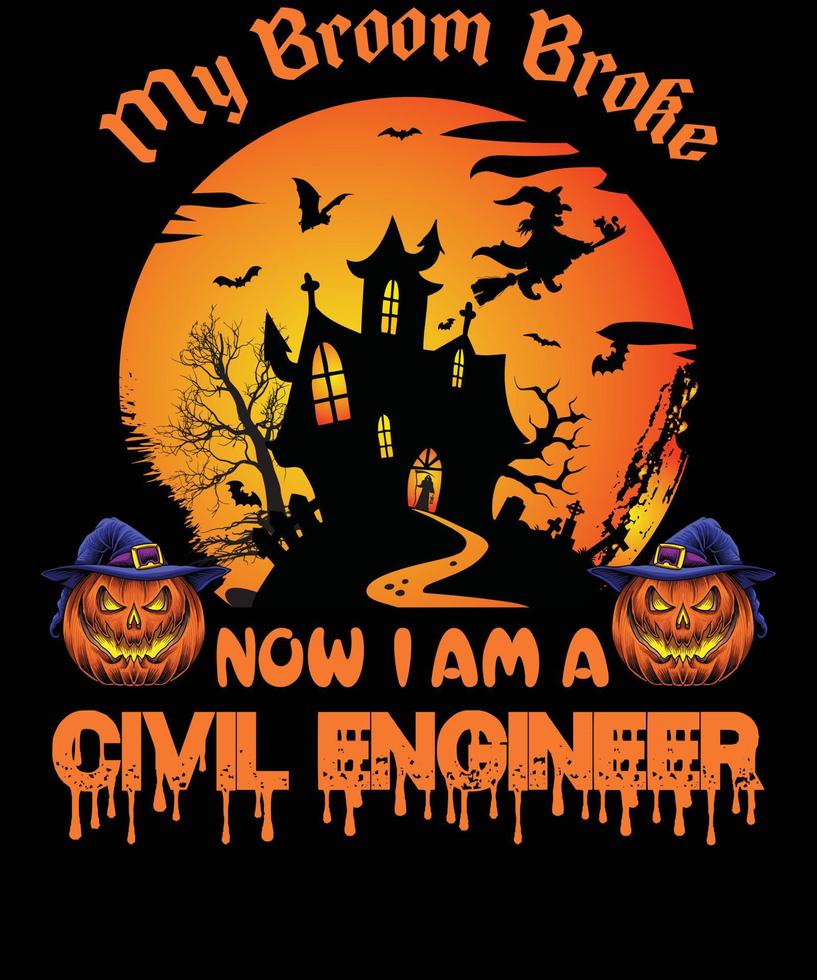 civiel ingenieur t-shirt ontwerp voor halloween vector