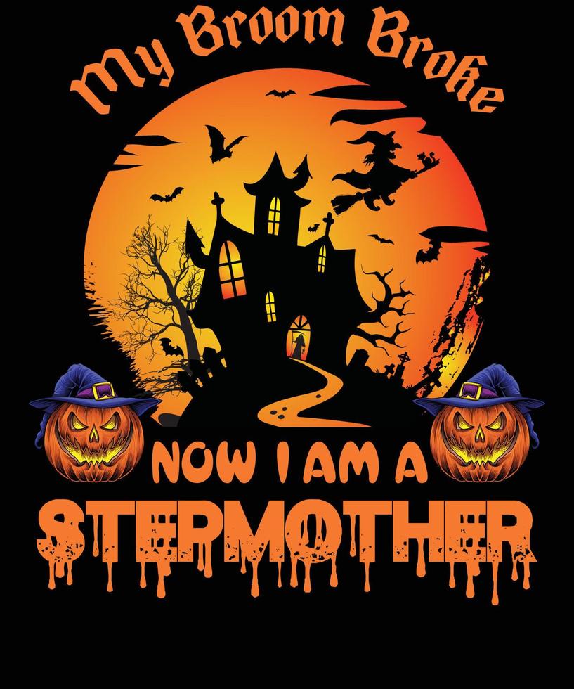 stiefmoeder t-shirt ontwerp voor halloween vector