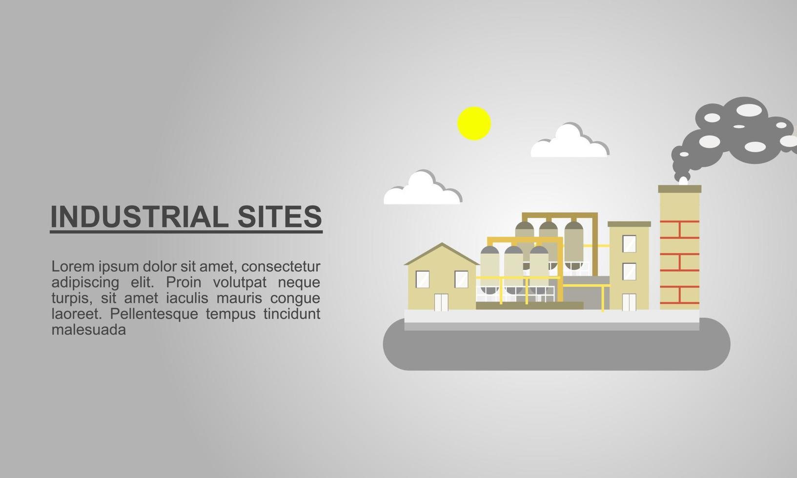 industrieel sites met gebouw schoorsteen vector