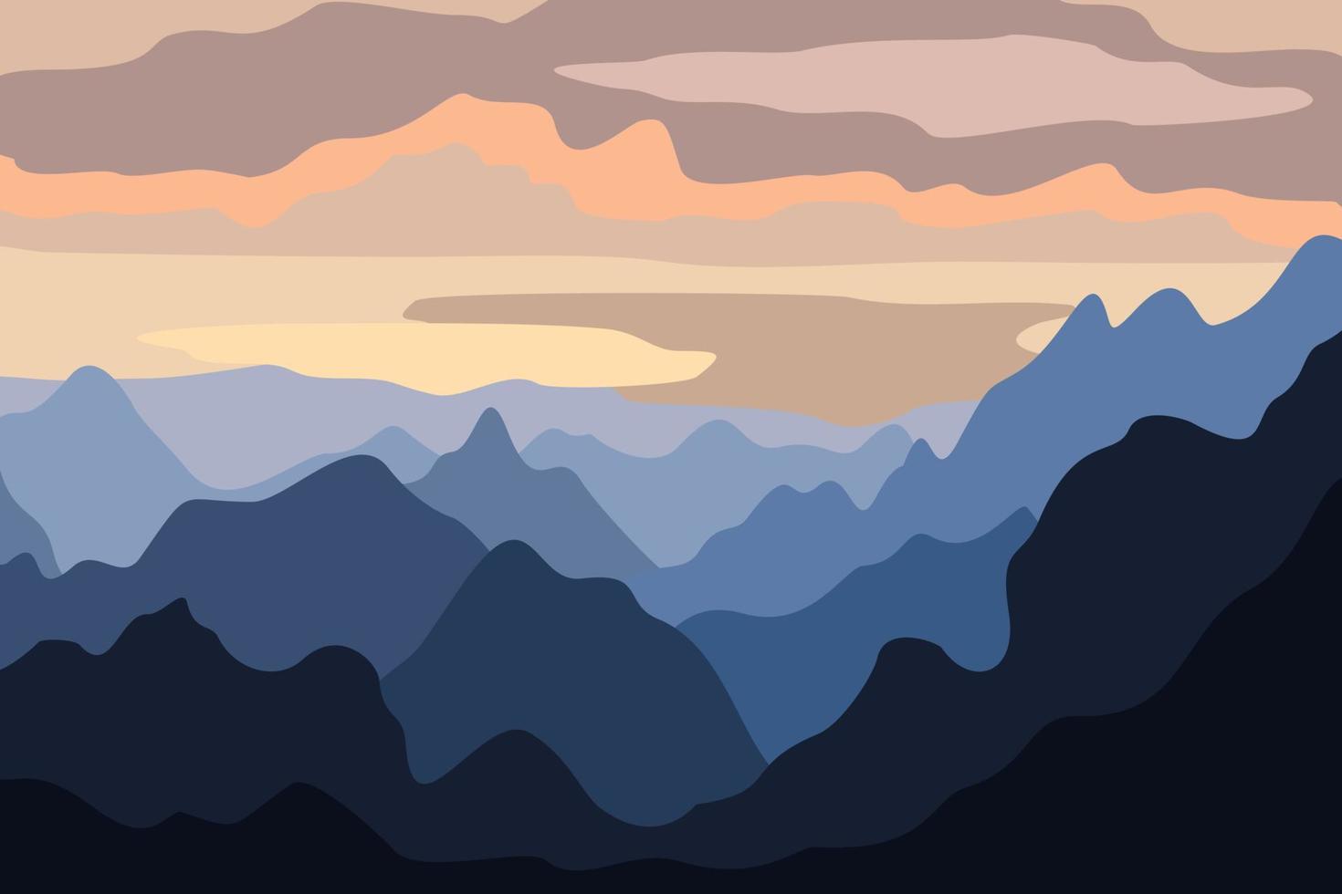 abstract landschap. bergen en lucht. zonsondergang. vector