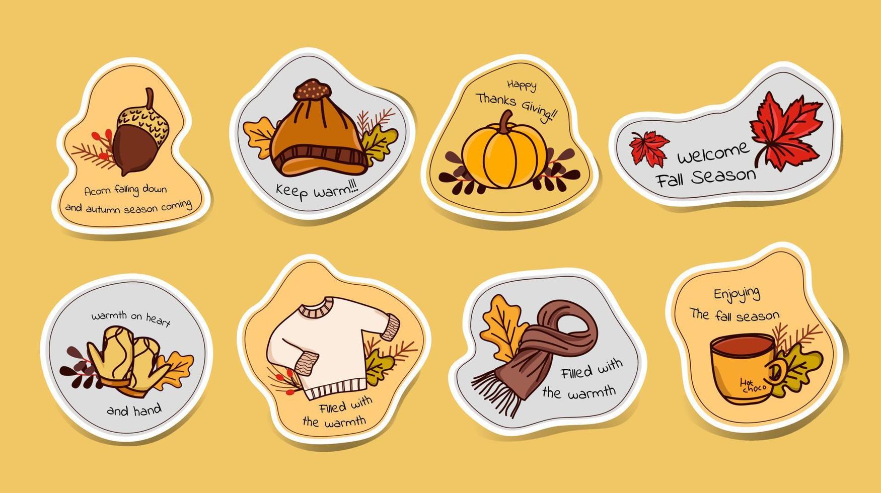 herfst seizoenen item sticker vector