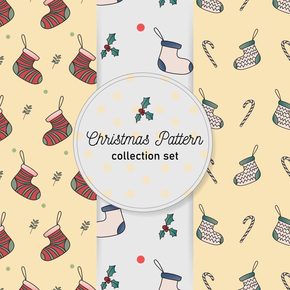 Kerstmis patroon verzameling met sokken ornament vector