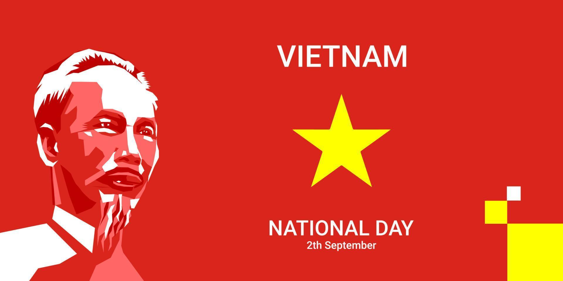 Vietnam nationaal dag. een poster naar vieren en Welkom Vietnam onafhankelijkheid, met groot Vietnamees figuren vector