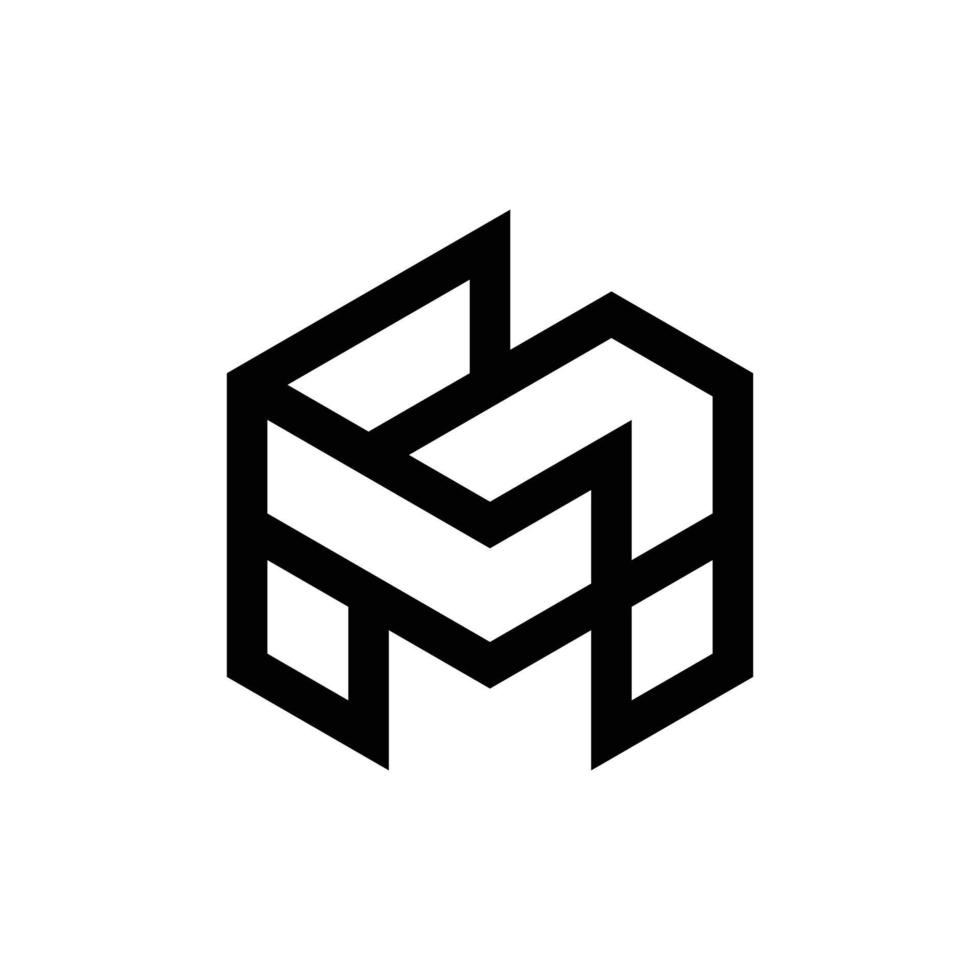 brief gm kubus meetkundig modern logo vector