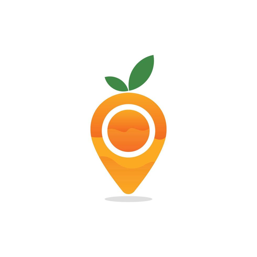 fruit oranje pin plaats modern logo vector