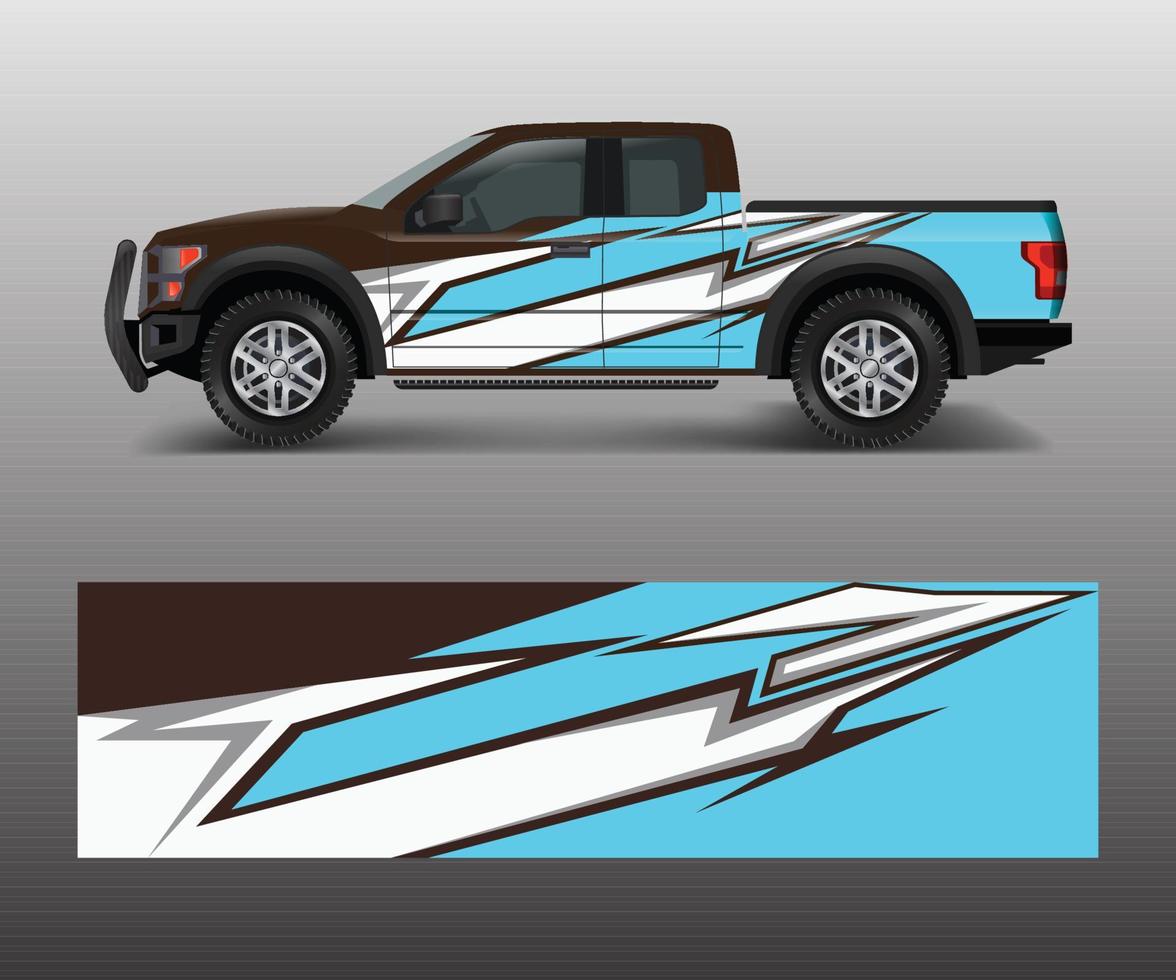 lading busje en auto inpakken vector, vrachtauto sticker ontwerpen, grafisch abstract streep ontwerpen voor van de weg af ras, avontuur en kleurstelling auto vector