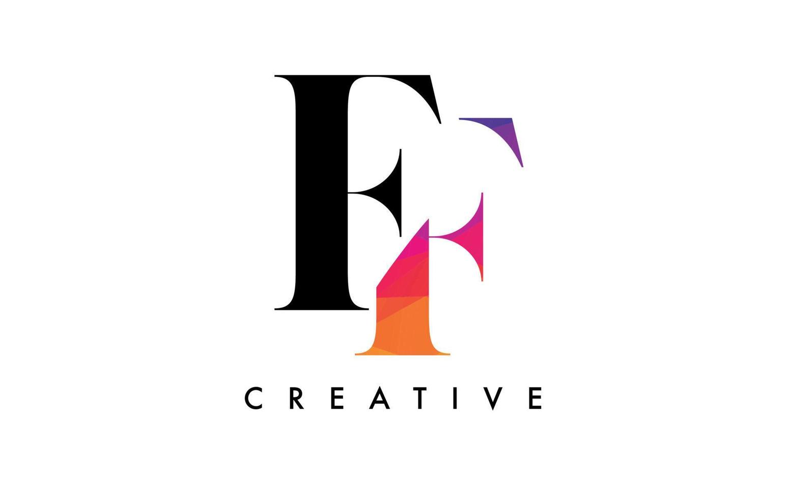 ff brief ontwerp met creatief besnoeiing en kleurrijk regenboog structuur vector