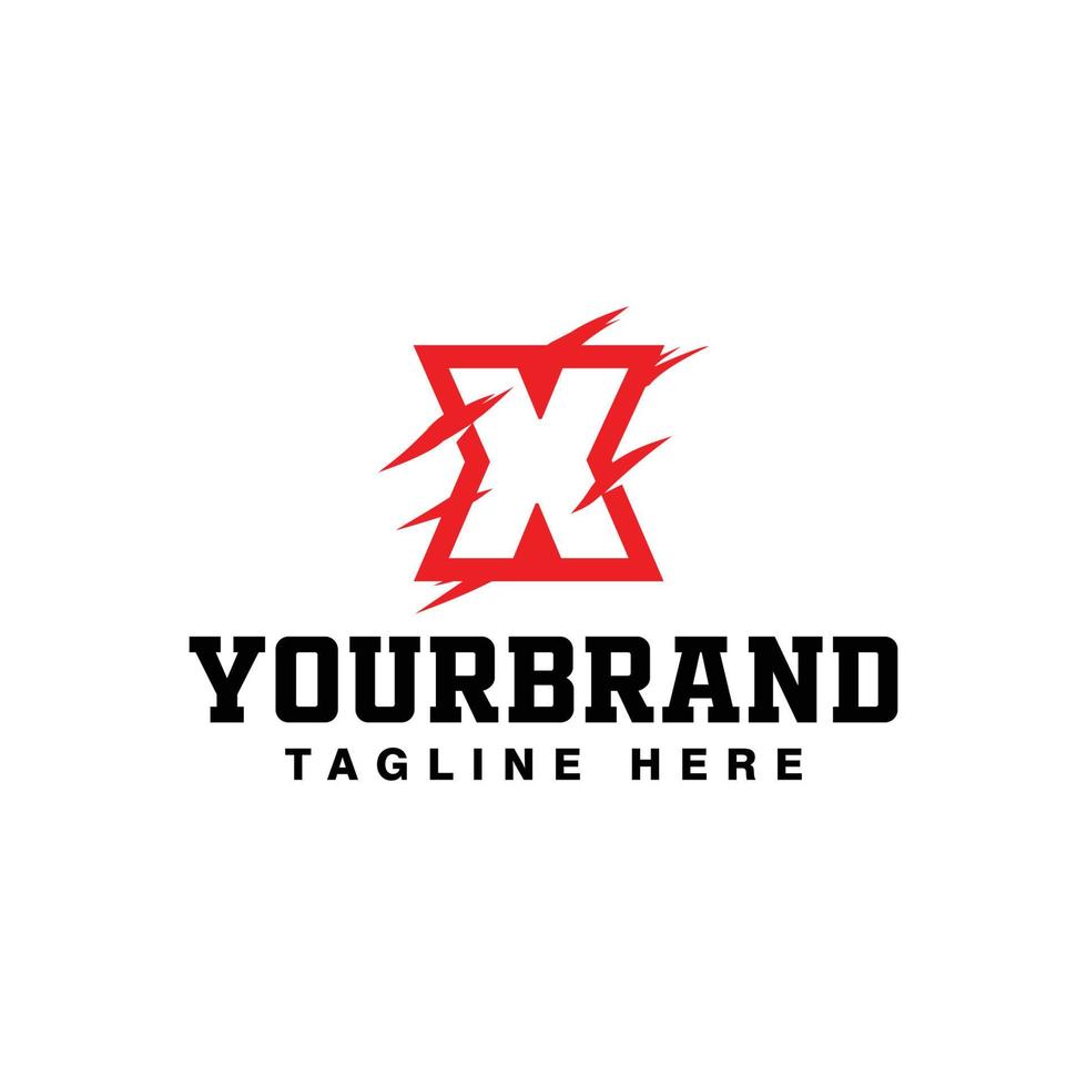rood geëtst logo X ontwerp, geïsoleerd Aan een wit achtergrond. vector illustratie.