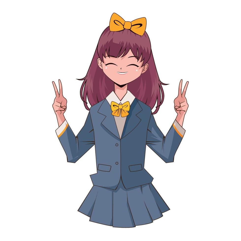 anime meisje met uniform vector