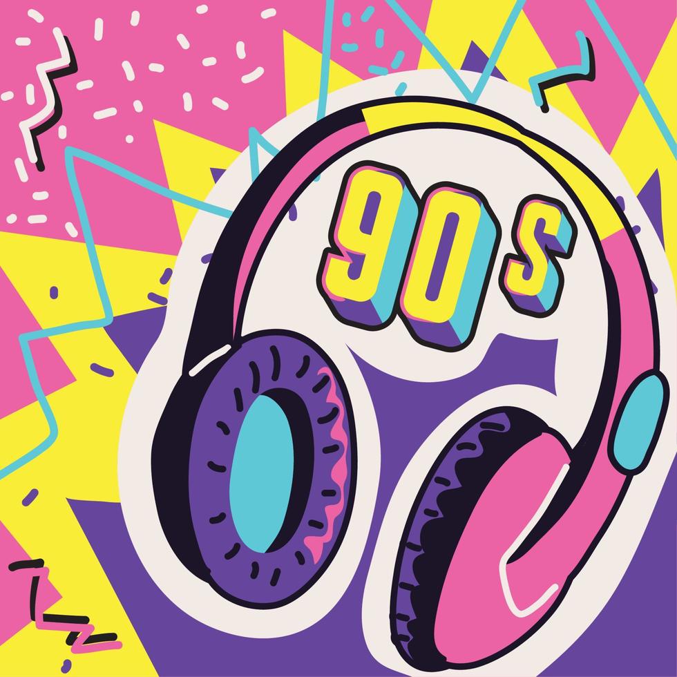 90s muziek- hoofdtelefoons vector