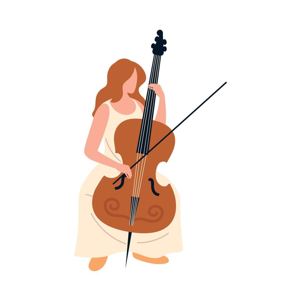 vrouw spelen cello vector