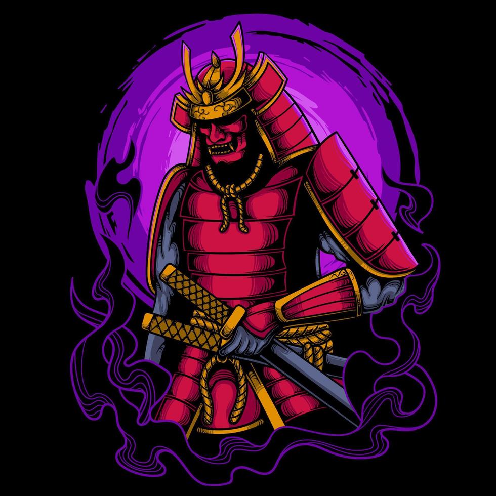 Japans samurai Holding katana artwork vector illustratie