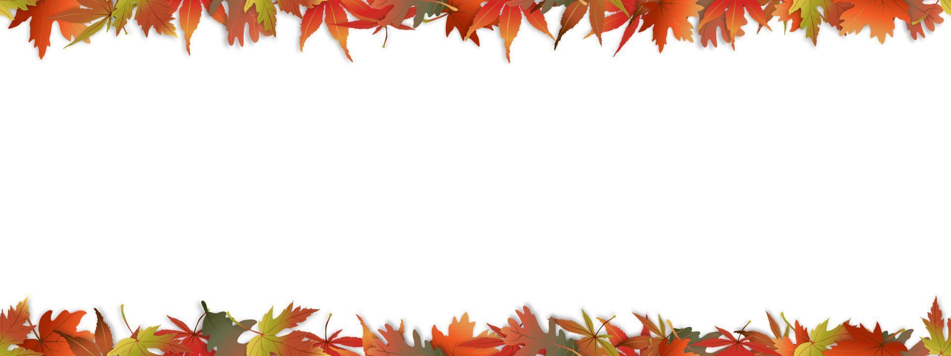 naadloos patroon herfst bladeren kader Aan wit achtergrond,breed banier ontwerp kleurrijk van bladeren patroon voor vallen uitverkoop, korting of Promotie. vector illustratie herfst- met speciaal aanbod backdrop