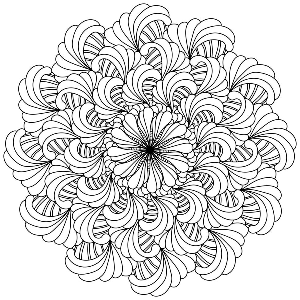 abstract bloem mandala met overladen gelaagde bloemblaadjes, meditatief kleur bladzijde met ventilator elementen vector