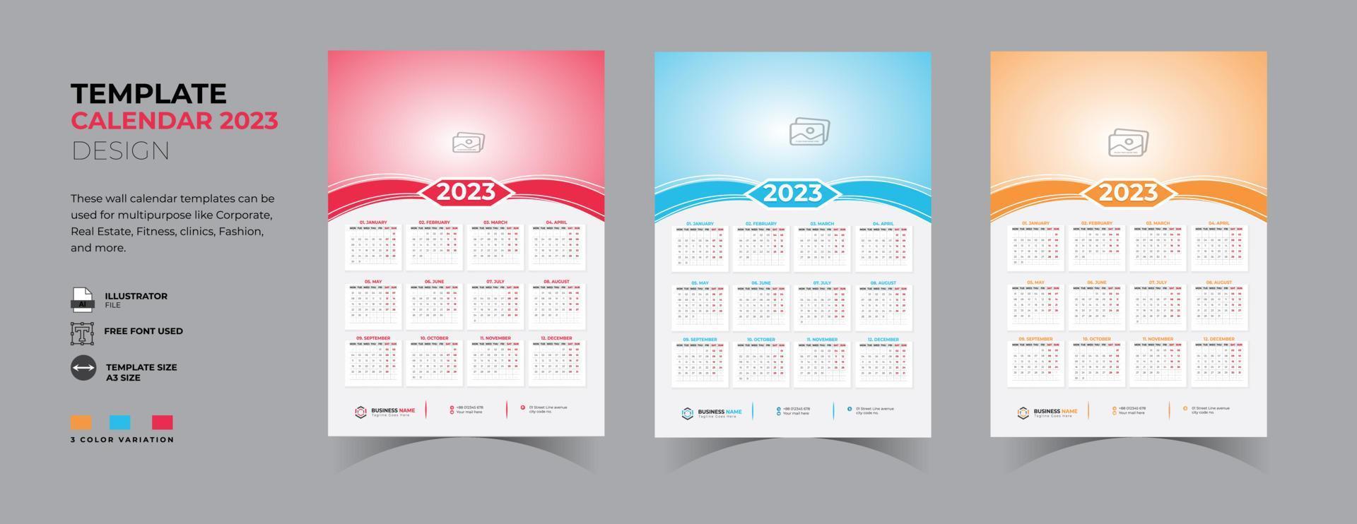 muur kalender 2023 ontwerp vector