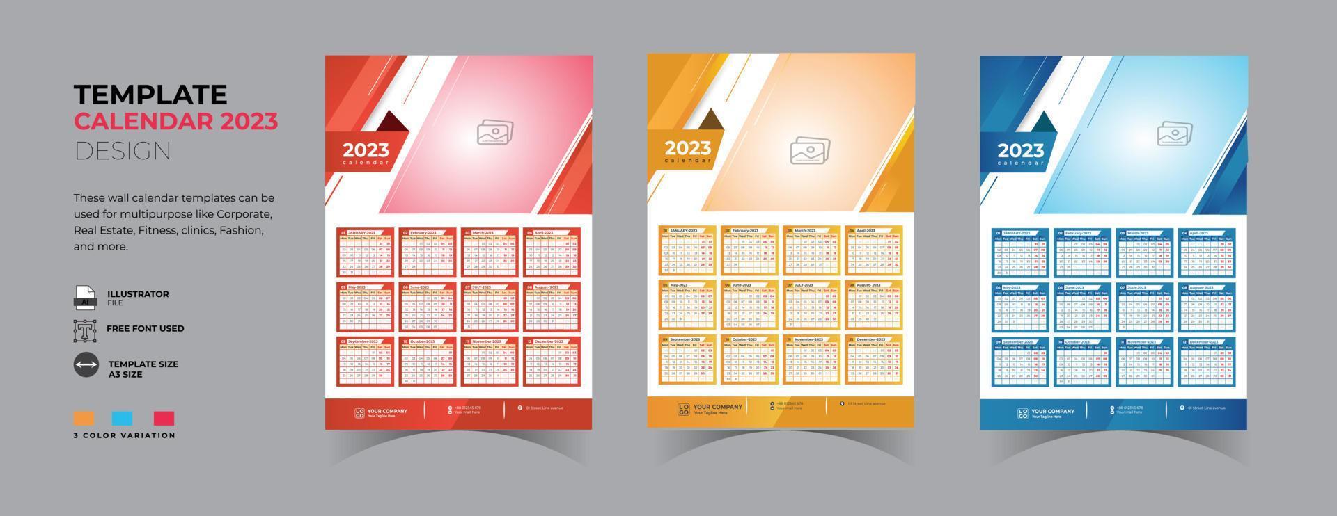 muur kalender 2023 ontwerp vector