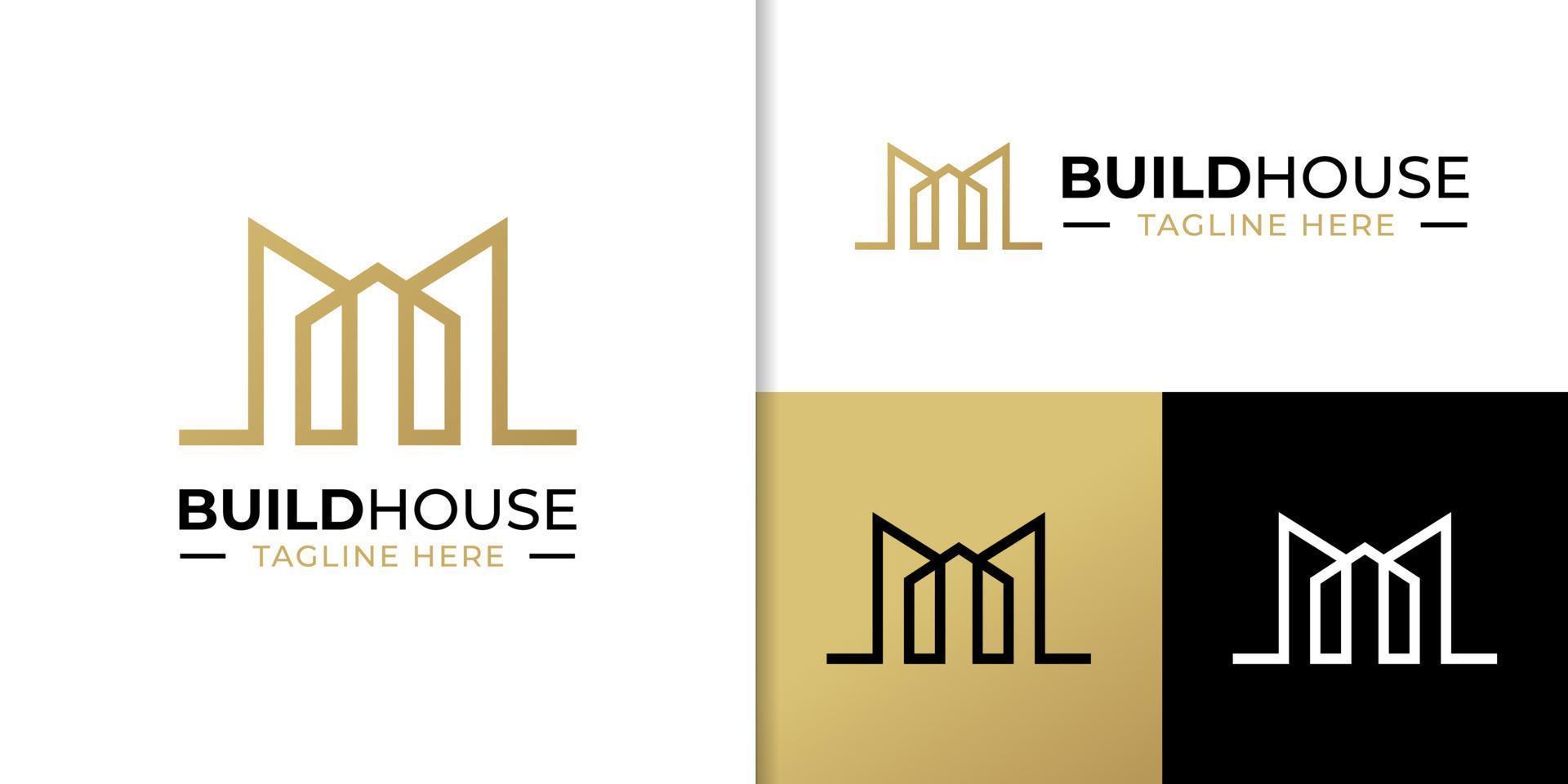 gebouw stad echt landgoed logo element, onroerend goed eigendom investering logo ontwerp met controleren icoon voor hotel, bedrijf investeren vector