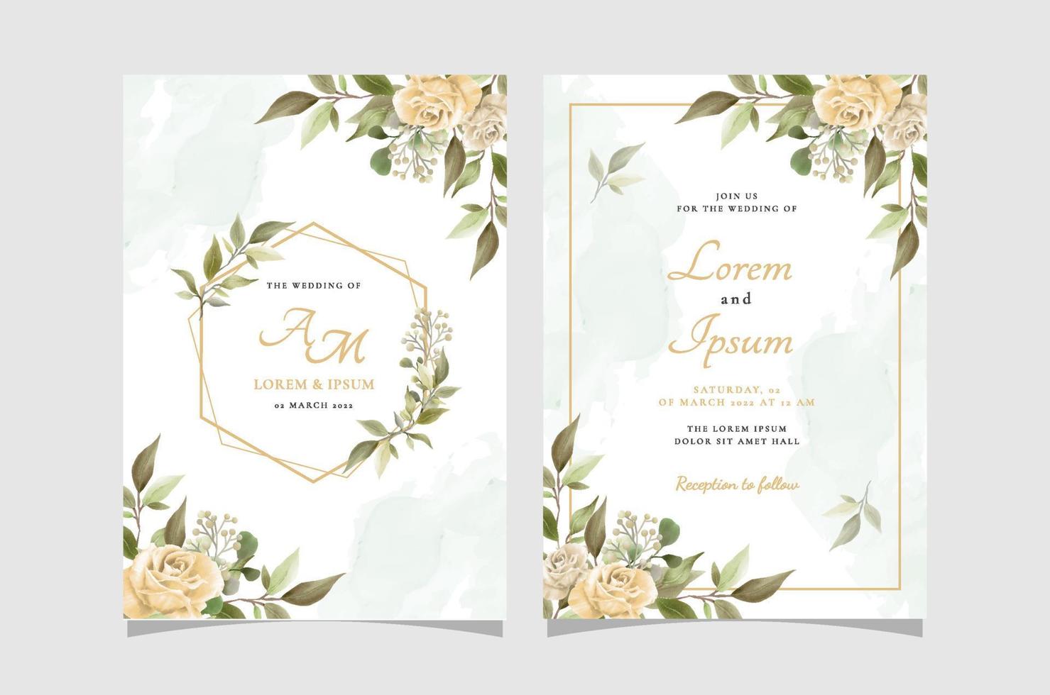 elegante bloemen handgetekende bruiloft uitnodigingskaartsjabloon vector