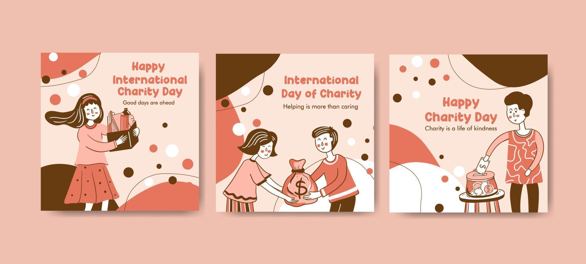 advertenties sjabloon met Internationale dag van liefdadigheid concept ontwerp voor reclame en afzet vector
