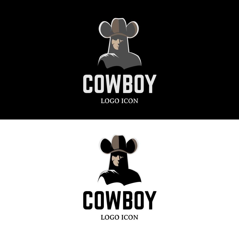 Mens vervelend cowboy hoed in mysterieus silhouet voor retro wijnoogst bier bar en club logo ontwerp vector