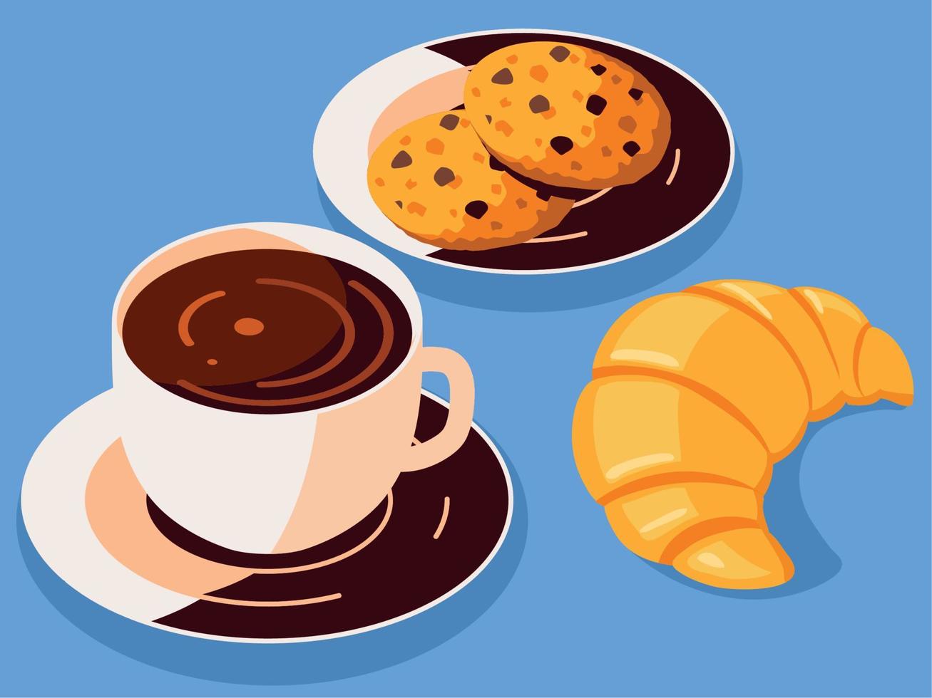 koffie koekjes en brood vector
