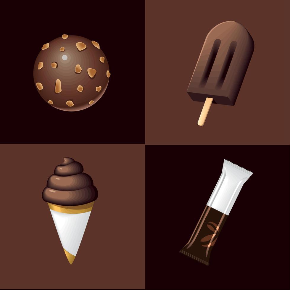 chocola pictogrammen reeks vector