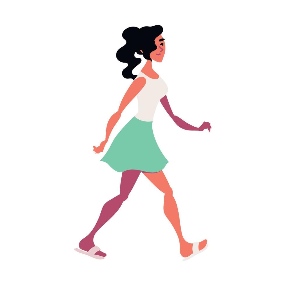 mooi vrouw wandelen vector