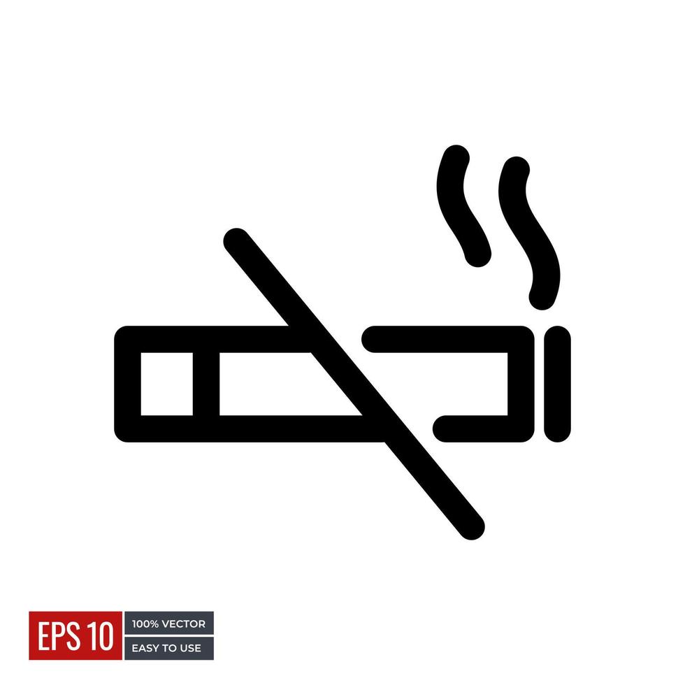 Nee roken icoon symbool. minimaal lijn pictogrammen perfect voor Gezondheid web of app ontwerpen. gemakkelijk vector illustratie.