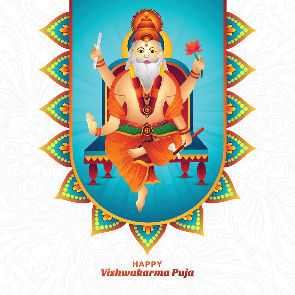 Hindoe god vishwakarma puja viering kaart achtergrond vector