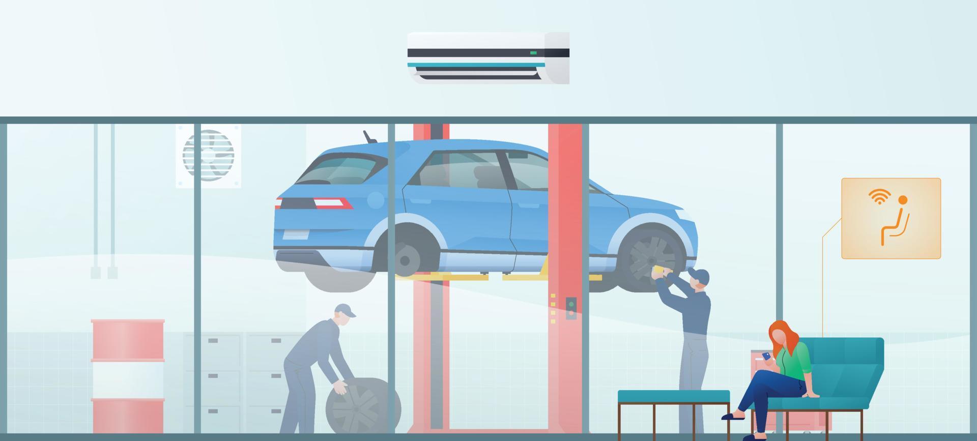 auto werkplaats vector illustratie