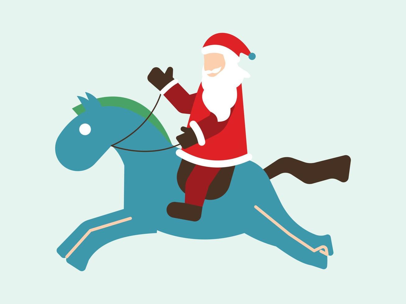de kerstman vliegend Aan een paard. vector
