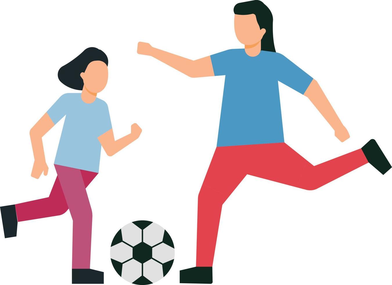 moeder en dochter zijn spelen voetbal. vector