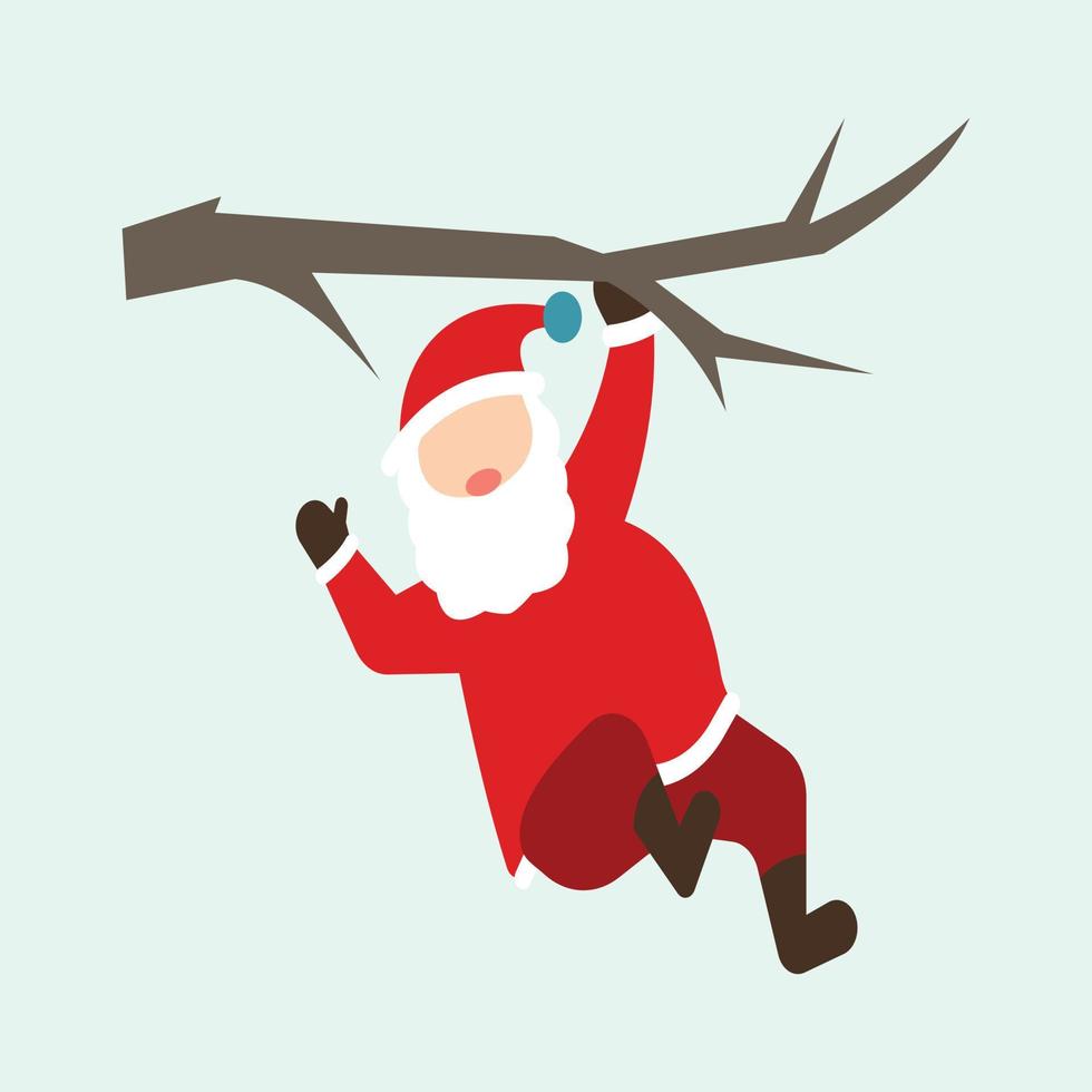 de kerstman is hangende van een boom Afdeling. vector