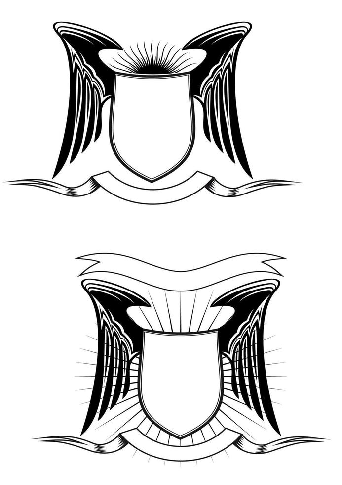 heraldisch schild met Vleugels vector