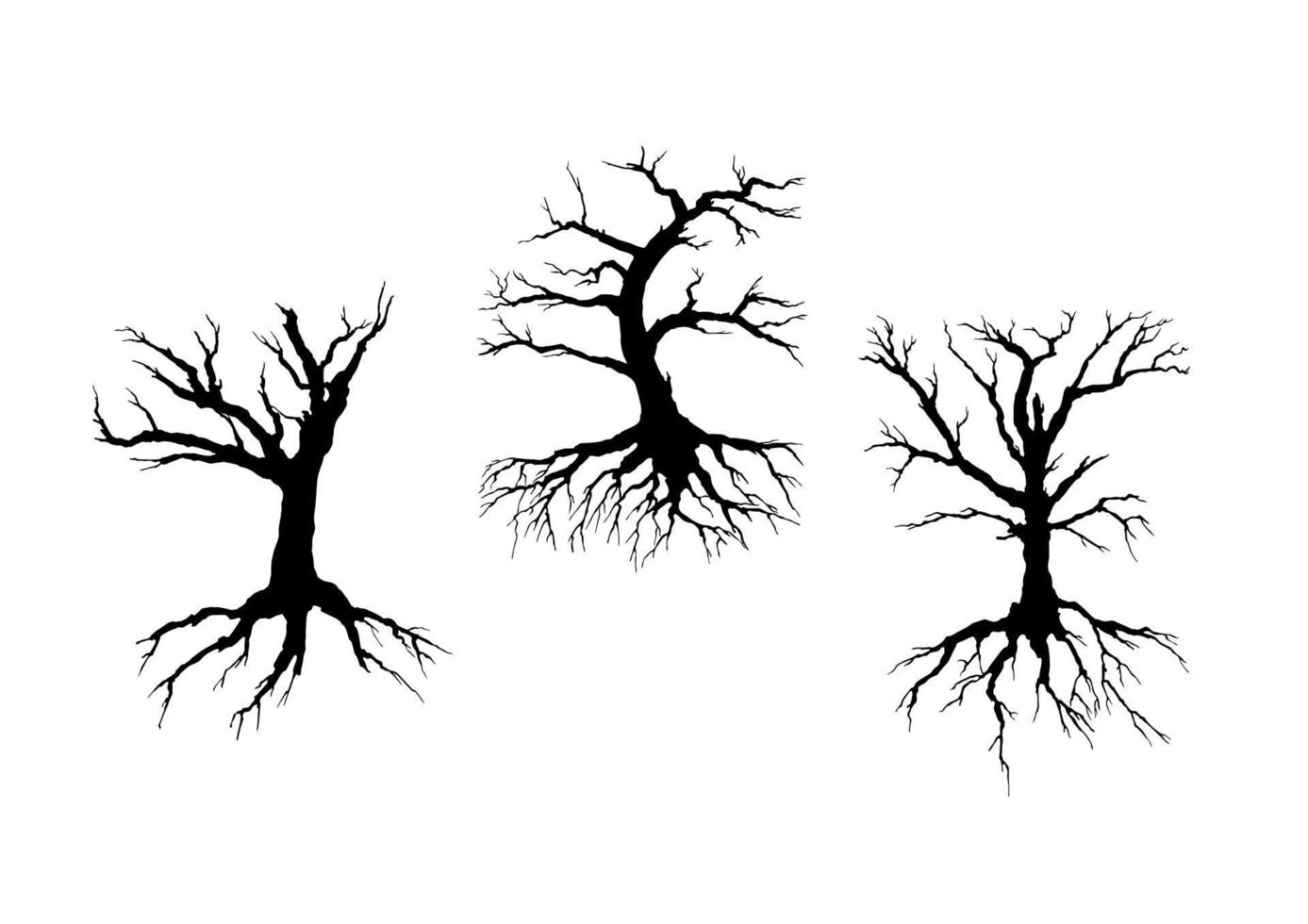 dood bomen met stam en wortels vector