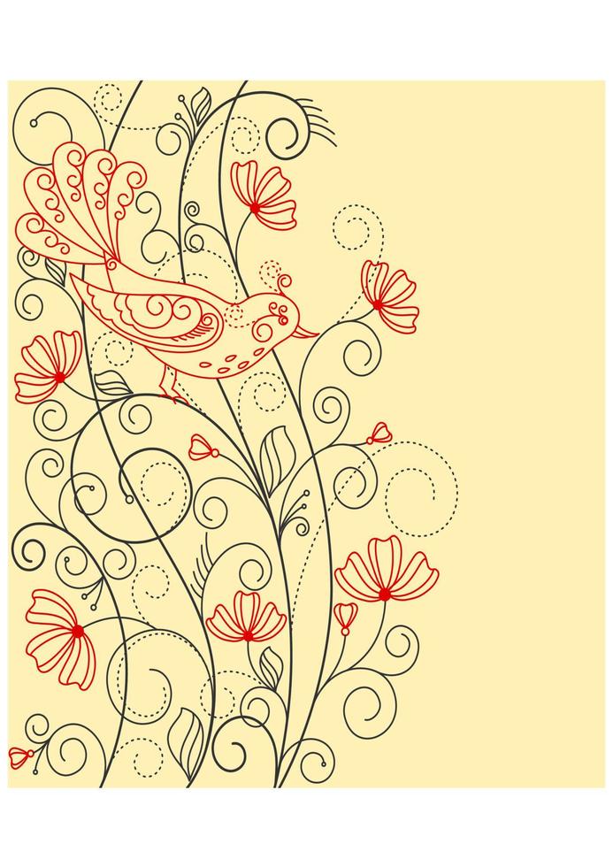 abstract bloemen achtergrond met vogel vector