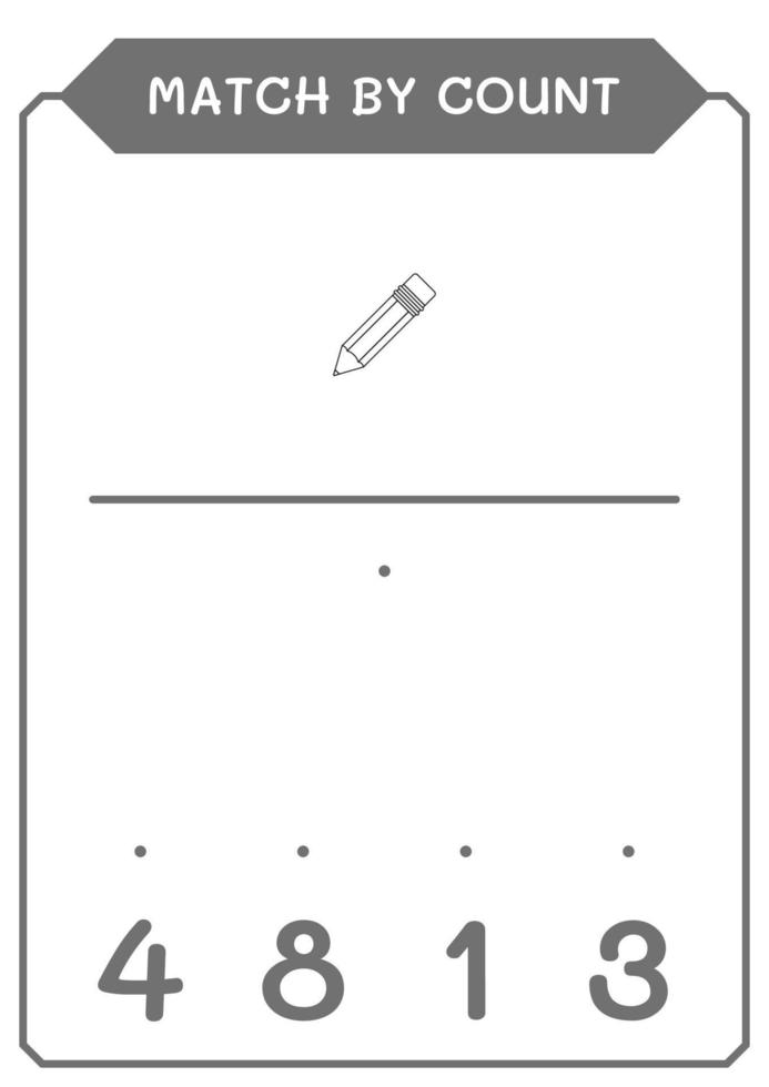 match door telling van potlood, spel voor kinderen. vectorillustratie, afdrukbaar werkblad vector