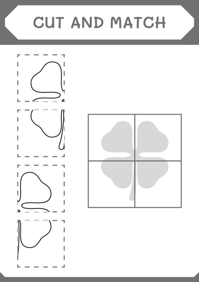 knip en match delen van klaver, spel voor kinderen. vectorillustratie, afdrukbaar werkblad vector