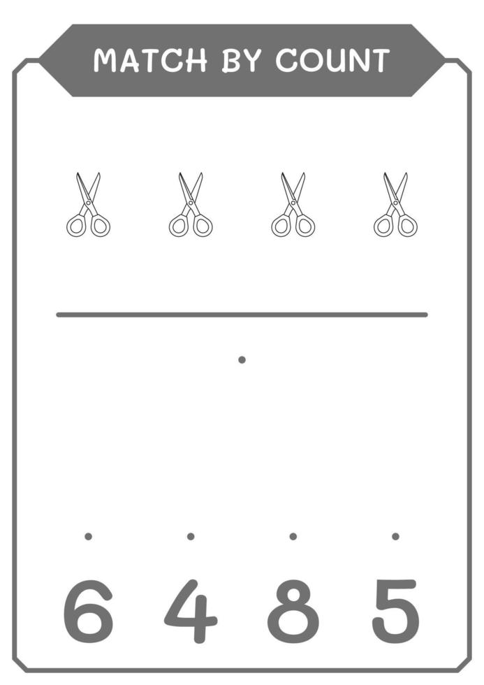 match door telling van schaar, spel voor kinderen. vectorillustratie, afdrukbaar werkblad vector