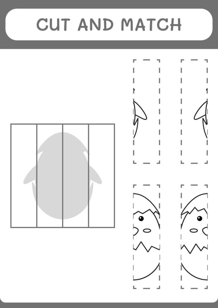 knip en match delen van kuiken, spel voor kinderen. vectorillustratie, afdrukbaar werkblad vector
