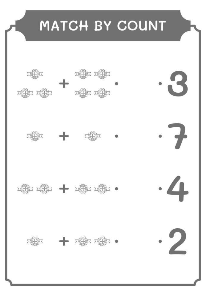 match door telling van klaverbadge, spel voor kinderen. vectorillustratie, afdrukbaar werkblad vector