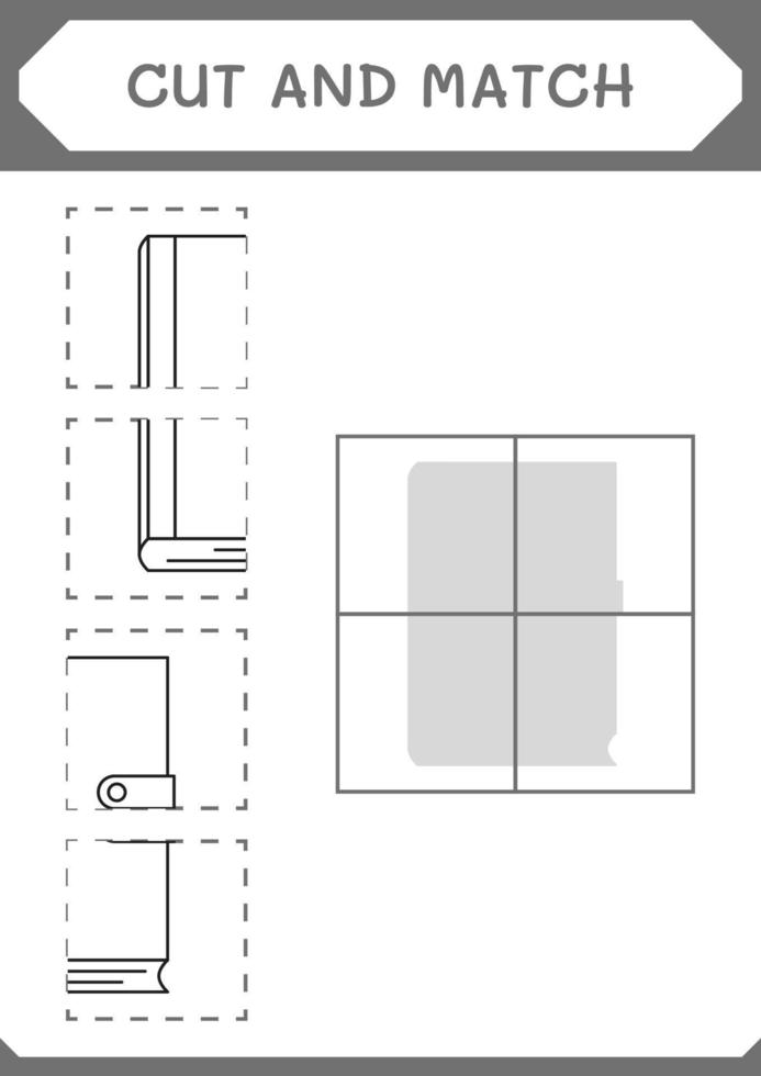 knip en match delen van notebook, spel voor kinderen. vectorillustratie, afdrukbaar werkblad vector