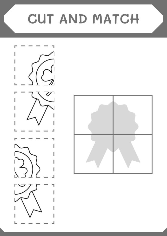 knip en match delen van klaverbadge, spel voor kinderen. vectorillustratie, afdrukbaar werkblad vector