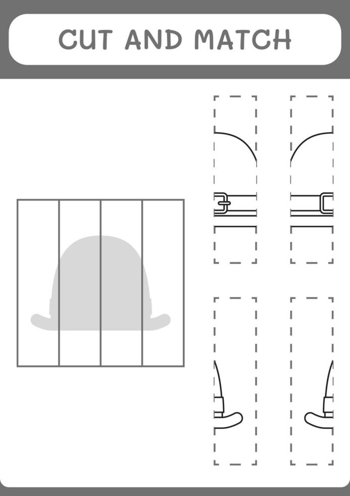 knip en match delen van st. patrick's day hoed, spel voor kinderen. vectorillustratie, afdrukbaar werkblad vector