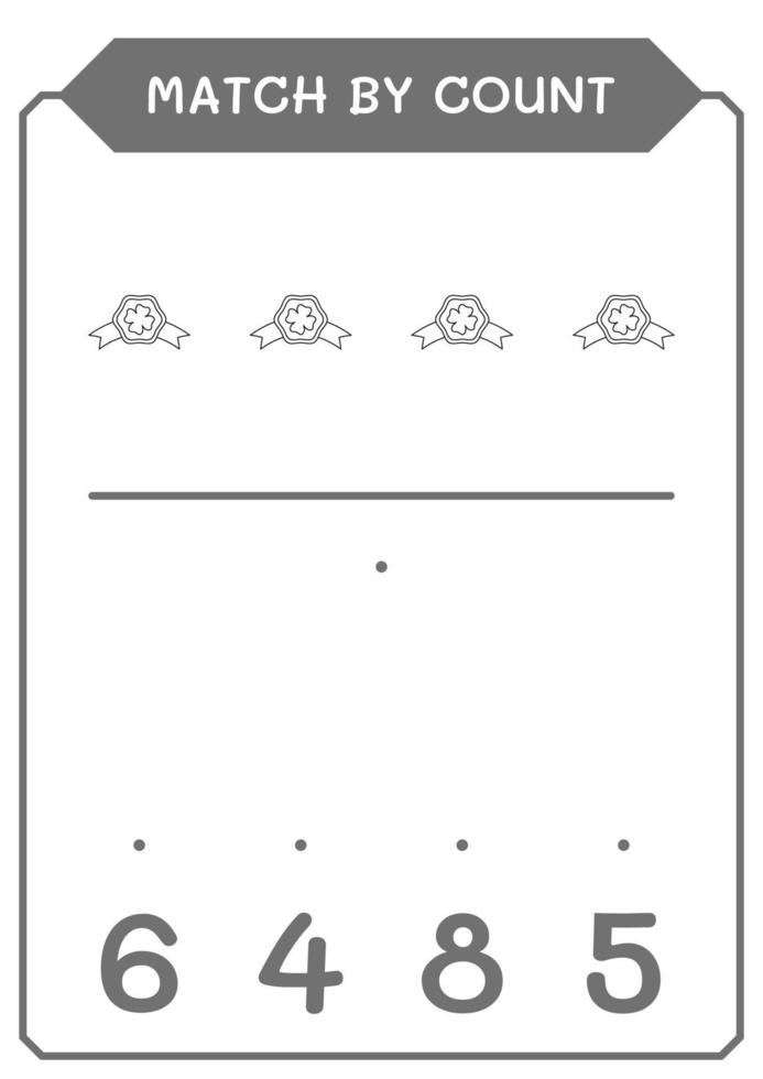 match door telling van klaverbadge, spel voor kinderen. vectorillustratie, afdrukbaar werkblad vector